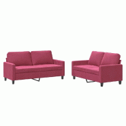 VidaXL Ensemble de canapés 2 pcs avec coussins Rouge bordeaux Velours Modèle Unique Chic - 3201500