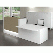 Banque d'accueil Z2 blanche avec accès handicapés - Officity - 206, Beige, Droite, Blanc