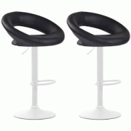 CLP Lot de 2 Tabourets de bar Olinda en similicuir hauteur réglable et siège pivotant Noir /Blanc - noir polyester 320289 CLP Lot de 2 Tabourets de bar Olinda en similicuir hauteur réglable et siège pivotant Noir /Blanc - noir polyester 320289
