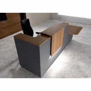 Comptoir d'accueil bi-colore avec PMR Delta et réhausse - Droite, Non, Anthracite, 262, Acacia foncé_0