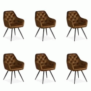 Décoshop26 - Lot de 6 chaises de salle à manger salon avec revêtement en velours confortable en marron CDS06305 - marron 3000429669601 Décoshop26 - Lot de 6 chaises de salle à manger salon avec revêtement en velours confortable en marron CDS06305 - marron 3000429669601