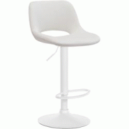 Décoshop26 - Tabouret de bar chaise haute x1 avec repose-pieds en velours crème piètement métallique blanc 10_0004604 - blanc 3000252194738 Décoshop26 - Tabouret de bar chaise haute x1 avec repose-pieds en velours crème piètement métallique blanc 10_0004604 - blanc 3000252194738