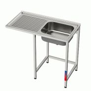 Gasfrit – Évier sous comptoir avec 1 bac et 1 égouttoir, industriel, en acier inoxydable, avec emplacement pour lave-verres, 1000 x 500 x 850 mm.