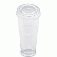 Gobelet Pot à Dessert  30cl NOVACUP ECO PACK + Couvercle Trou  Inclus Snacking Recyclé Transparent VAE Verrine - Lot de 3750 unités - transparent M