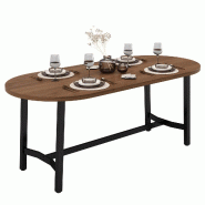 Merax table à manger 180 x 80 cm pour 6-8 personnes, plateau marron à coins arrondis, pieds en métal - marron Bois manufacturé N634P462148A Merax table à manger 180 x 80 cm pour 6-8 personnes, plateau marron à coins arrondis, pieds en métal - marron Bois manufacturé N634P462148A