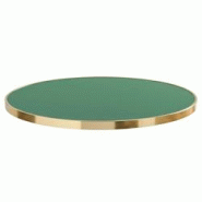 Oviala Business Plateau de table rond blanc avec cerclage doré 60 cm vert mat/doré - vert aluminium 114078
