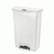 Poubelle à pédale frontale large Slim Jim Step-On Rubbermaid blanche 90L -_0
