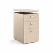 Caisson à roulettes hauteur bureau mélaminé Columbia - 6 finitions, 2 profondeurs, 3 tiroirs dont 1 DS, 5e roulette anti-basculement Caisson à roulettes hauteur bureau mélaminé Columbia - 6 finitions, 2 profondeurs, 3 tiroirs dont 1 DS, 5e roulette anti-basculement