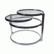 Table basse plateaux pivotants en verre 3 plateaux Leitmotiv - argenté acier 8714302100369 Table basse plateaux pivotants en verre 3 plateaux Leitmotiv - argenté acier 8714302100369