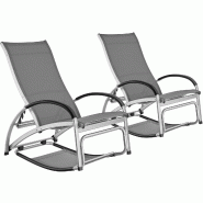 TecTake GmbH tectake Chaise longue AVIGNON avec fonction 2 en 1  Gris Anthracite - noir aluminium 406686
