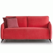 CANAPÉ CONVERTIBLE CARMINE 140*195 TISSU MARACAIBO FRAISE PIEDS LIBERTY ACIER BRUN