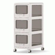 COSTWAY Meuble étroit 3 tiroirs sur roulettes, chariot de rangement 30 cm, chariot pour salle de bain, blanc - blanc plastique polypropylène VH36408