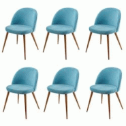 Décoshop26 - Lot de 6 chaises de salle à manger tissu velours bleu en bois style rétro 04_0000804 - bleu 3000064132690 Décoshop26 - Lot de 6 chaises de salle à manger tissu velours bleu en bois style rétro 04_0000804 - bleu 3000064132690