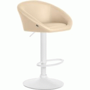 Décoshop26 - Tabouret de bar assise pivotante à 360° hauteur réglable en PVC crème piètement en métal blanc 10_0004769 - blanc 3000252281469 Décoshop26 - Tabouret de bar assise pivotante à 360° hauteur réglable en PVC crème piètement en métal blanc 10_0004769 - blanc 3000252281469