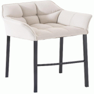 Décoshop26 - Tabouret de bar x1 assise enveloppante capitonnée en tissu blanc avec structure à 4 pieds enmétal noir 10_0006605 - blanc métal 3000
