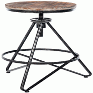 Décoshop26 - Tabouret de bar x1 réglable en bois massif et métal argenté - Style atelier vintage industriel 10_0005822 - argenté métal 3000265240149