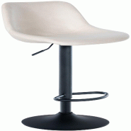 Décoshop26 - Tabouret de bar x1 rotation à 360°en velours crème pieds en trompette métal noir 10_0006522 - beige métal 3000265620644
