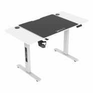 Helloshop26 - Bureau table poste de travail électrique à hauteur réglable assis debout avec 4 roulettes 120 x 60 cm blanc 03_0009079 - blanc Bois m
