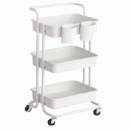Helloshop26 - Chariot mobile à 3 niveaux desserte sur roulettes étagère de rangement avec poignée 2 pots 2 freins paniers en 12_0005039 - 30002228 Helloshop26 - Chariot mobile à 3 niveaux desserte sur roulettes étagère de rangement avec poignée 2 pots 2 freins paniers en 12_0005039 - 30002228