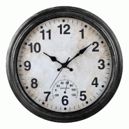 Horloge Murale Rétro IvoQ – 40 cm – Étanche – Horloge à Quartz Silencieuse – Avec Thermomètre - plastique 8721161176916