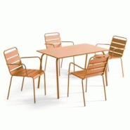Oviala Business Ensemble table de jardin et 4 fauteuils en métal Caramel - marron acier 114634 Oviala Business Ensemble table de jardin et 4 fauteuils en métal Caramel - marron acier 114634