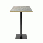 RestooTab - Mange-debout Milan T 50x50cm décor marbre venato chants couleur laiton - blanc fonte TB-MITFF-5050M-MB.VENA-LAI