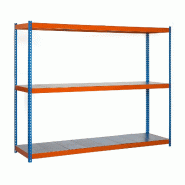 SimonRack Rayonnage industriel, 2000x1800x750 mm, 400 kg au point de flexion, 3 étagères métalliques, Bleu/Orange/Galvanisé- Ecoforte - orange mé
