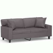 VidaXL Canapé 2 places avec oreillers décoratifs gris 140cm similicuir Modèle AbriNoble 396 - 3200868