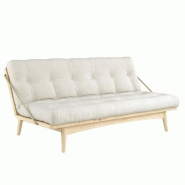 BANQUETTE FUTON FOLK EN PIN MASSIF COLORIS NATUREL COUCHAGE 130 X 190 CM.