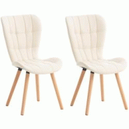 Décoshop26 - Lot de 2 chaises de salle à manger dossier haut coutures décoratives assise en PVC crème 10_0001640 - 3000250592079 Décoshop26 - Lot de 2 chaises de salle à manger dossier haut coutures décoratives assise en PVC crème 10_0001640 - 3000250592079