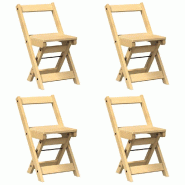 Décoshop26 - Lot de 4 chaises de cuisine ou salle à manger pliables en bois de pin brun DEC026289 - Bois massif 3000255734627