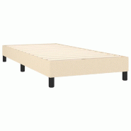 Décoshop26 - Sommier à lattes sur pieds cadre de lit 100x200 cm tissu crème TDL0207278 - beige 3001180388008