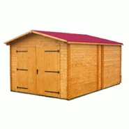 Garage simple bois / 20.98 m² / toit double pente / porte battante / 3.7 x 5.67 x 2.43 m