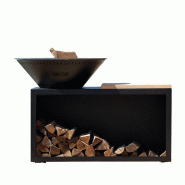 GRILLCHIC brasero traditionnel acier 83 noir double cuve - BRACDCTR_83_90_RAL9005