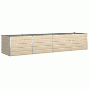 Helloshop26 - Jardinière rectangulaire moderne pour terrasse 195 x 100 x 45 cm fonctionnalité esthétique en acier galvanisé ivoire 02_0059170 - ac
