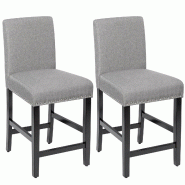 Helloshop26 - Lot de 2 chaises de bar rembourrées 42,5 x 53 x 96 cm confort exceptionnel dossier incurvé style contemporain en lin 20_0020481 - 3000