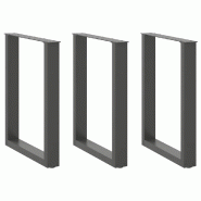 Helloshop26 - Lot de 3 pieds de table à manger en U réglables 70 x 73 cm aspect moderne salon en acier anthracite 02_0057442 - acier 3000240040818
