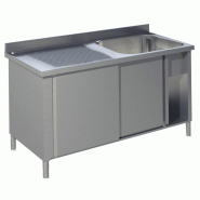 KBS Gastrotechnik KBS Evier 1200x700x850 mm avec 1 cuve à droite avec portes coulissantes - Acier inoxydable 18/10 91921101