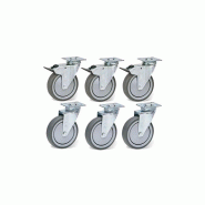 Kit de 6 roulettes (Ø)100 mm dont 3 avec frein pour armoires réfrigérées 4 portes L2G