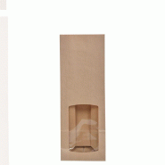 Lot de 100 sachets papier kraft avec fenêtre 29 x 10 x 6cm - marron papier SA1029K