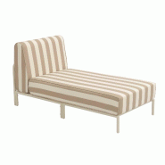 Méridienne rayée pour salon de jardin modulable en tissu beige - beige aluminium 114822