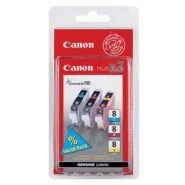 Pack 3 cartouches Canon CLI 8 couleurs pour imprimantes jet d'encre Pack 3 cartouches Canon CLI 8 couleurs pour imprimantes jet d'encre