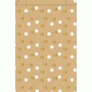 Pochettes cadeau kraft pois or et blanc 12x4,5x20cm  - par 150