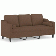 VidaXL Canapé 3 places avec oreillers décoratifs marron 180 cm tissu Modèle AbriFuture 385 - 3200856