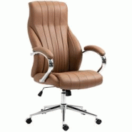 CLP Fauteuil de bureau Wigan en vèritable cuir ajustable et pivotant Marron clair - marron cuir 314911 CLP Fauteuil de bureau Wigan en vèritable cuir ajustable et pivotant Marron clair - marron cuir 314911
