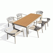 DCB GARDEN Ensemble repas de jardin 6 places en aluminium grège (170x80) - TONGA - 3700286491819