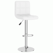 Décoshop26 - Tabouret de bar x1 chaise haute avec dossier en PVC blanc et acier DEC029449 - blanc acier 3000257379413