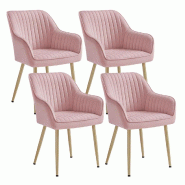 Helloshop26 - Chaise de salle à manger lot de 4 fauteuil siège rembourrée avec accoudoirs largeur d'assise 49 cm pieds en métal 12_0004916 - 30002