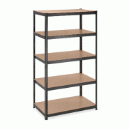 Helloshop26 - Étagère à charge lourde modulable 180 x 100 x 60 cm pour garage atelier rangement pratique en MDF noir 13_0012419 - noir métal 30002