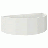 Helloshop26 - Jardinière demi-ronde moderne extérieur 120 x 60 x 35 cm design chic en acier blanc 02_0052923 - blanc métal 3000237653274
